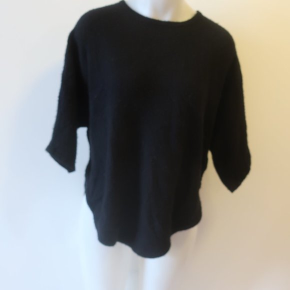 *Womens Cashmere Cashmere Black Round Hem Short Sleeve Sweater S - Picture 6 of 16